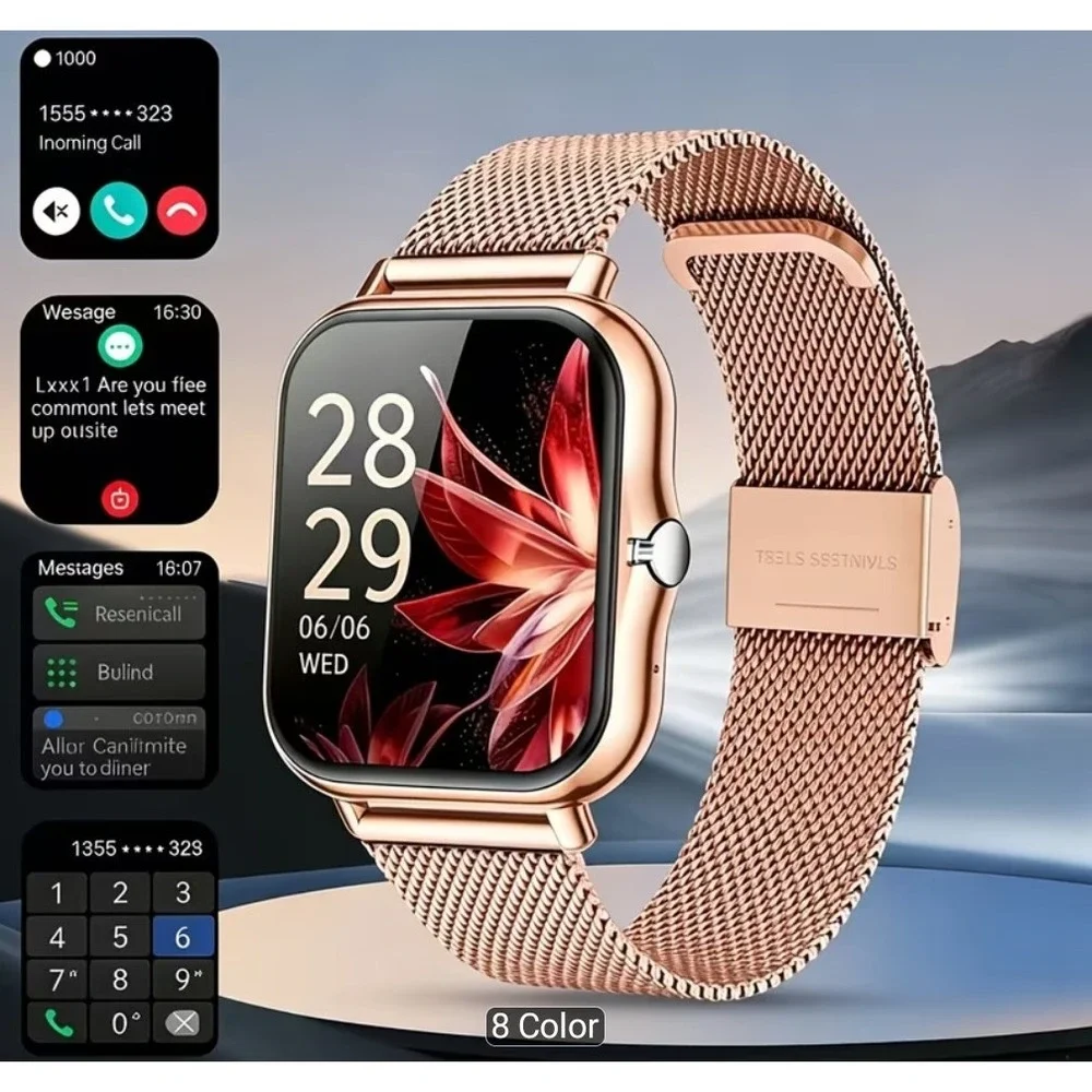 Touch Screen Smart Watch for Men And Women, Bluetooth, Phone Call, Fitness Gold